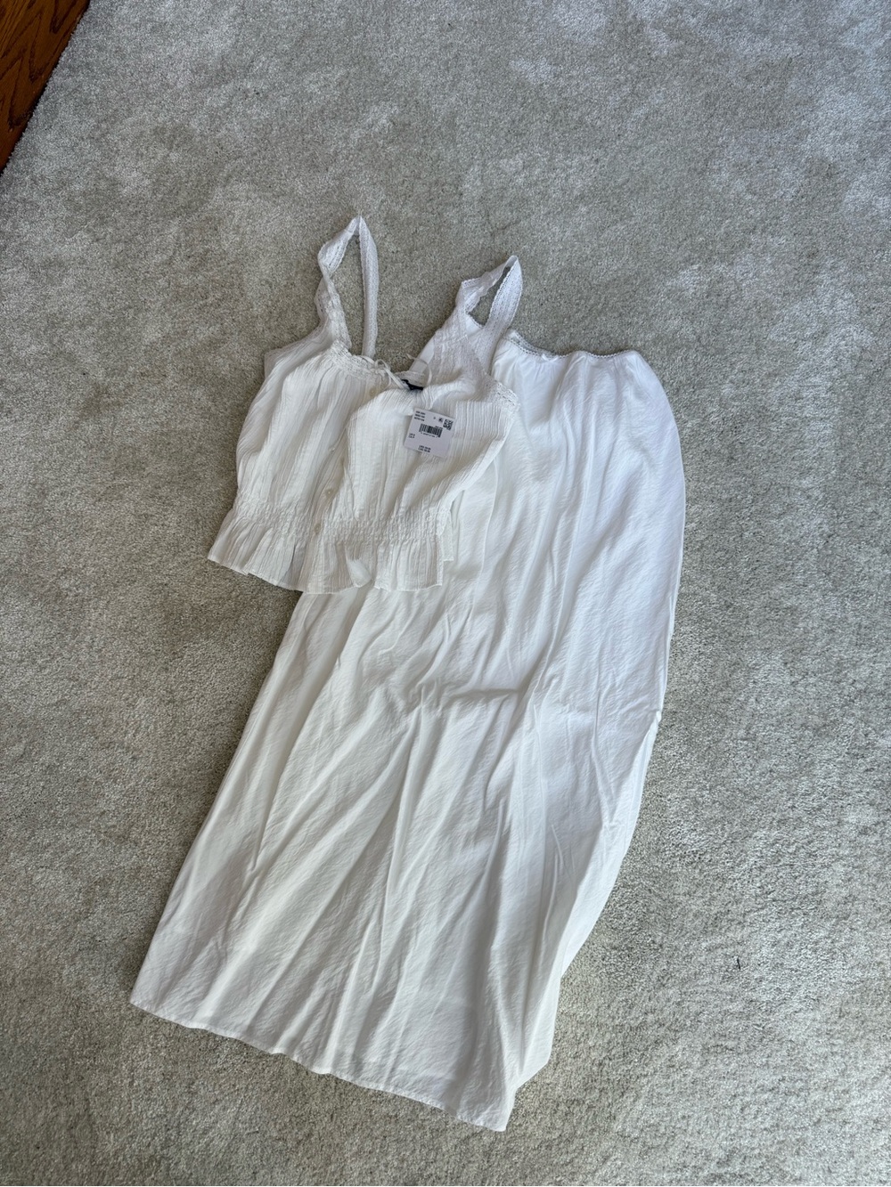 NWT American Eagle White Two-Piece Linen-Look Summer Set